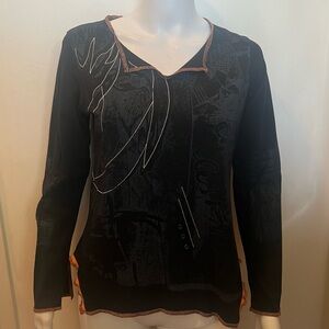 Cop.Copine Black and Orange Long Sleeve Top